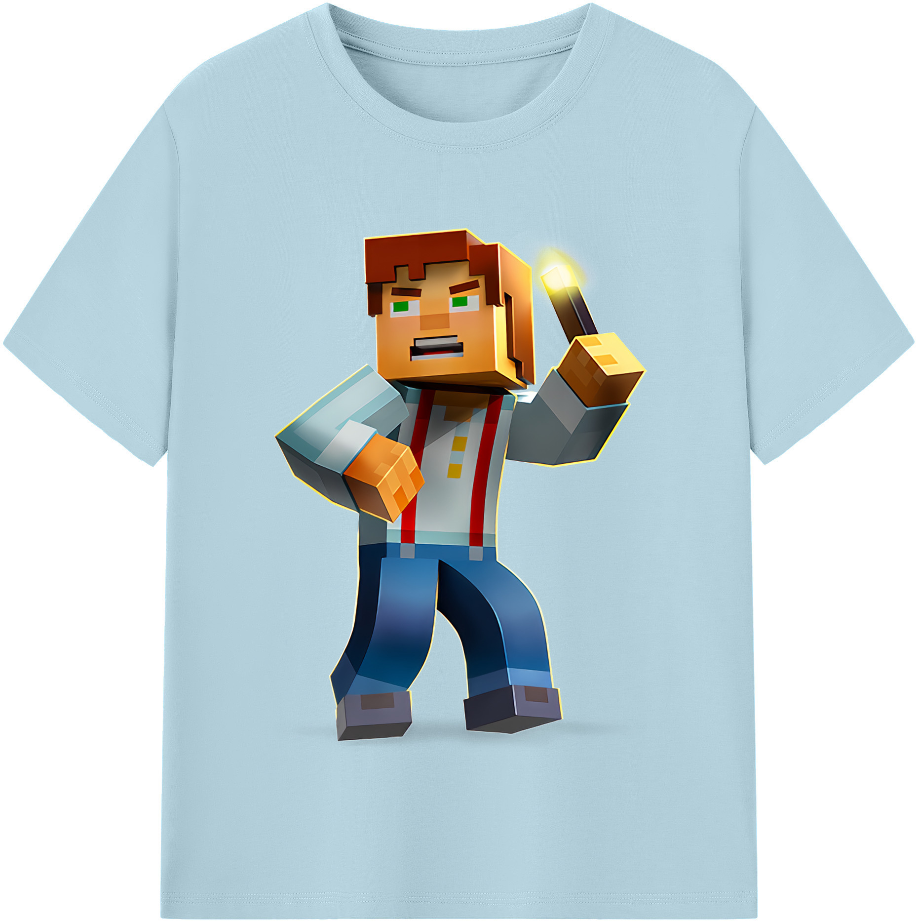 （画像用） マインクラフト ブロックの世界 Minecraft MC Block world 綿100％半袖Tシャツ（フロントプリント）